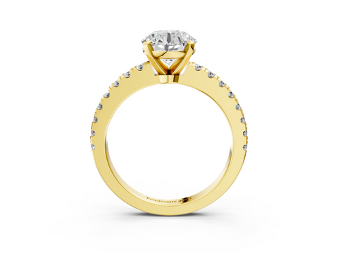 Yellow gold Round Solitaire Diamond with Pavé Band and Four-Prong Setting_73