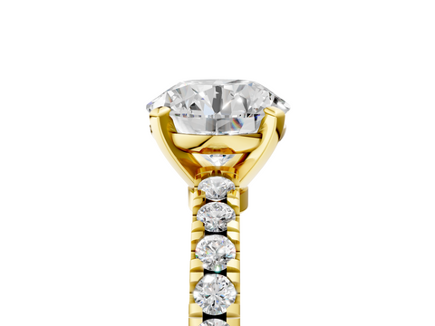 Yellow gold Round Solitaire Diamond with Pavé Band and Four-Prong Setting_75