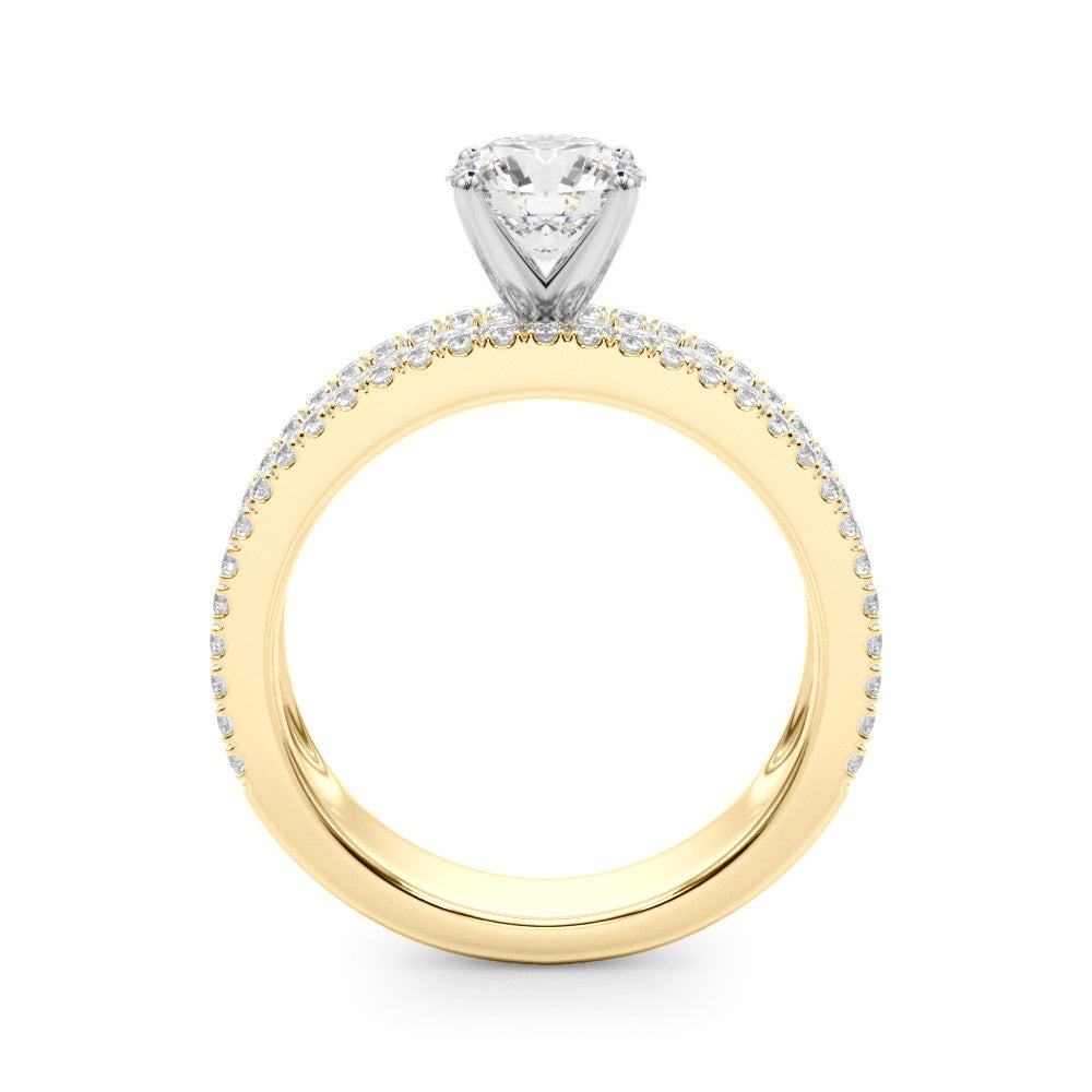 Yellow gold Round Solitaire Diamond with Pave and Channel Set Band 2