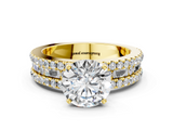 Yellow gold Round Solitaire Diamond with Pave and Channel Set Band_74