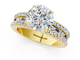 Yellow gold Round Solitaire Diamond with Pave and Channel Set Band_75