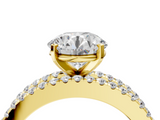 Yellow gold Round Solitaire Diamond with Pave and Channel Set Band_78