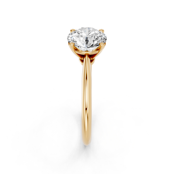 14K Yellow Gold 2.00 Carat E VS1 Round Solitaire Engagement Ring with Classic Band and Four-Prong Setting