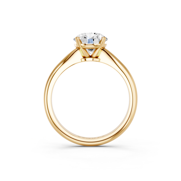 14K Yellow Gold 2.00 Carat E VS1 Round Solitaire Engagement Ring with Classic Band and Four-Prong Setting