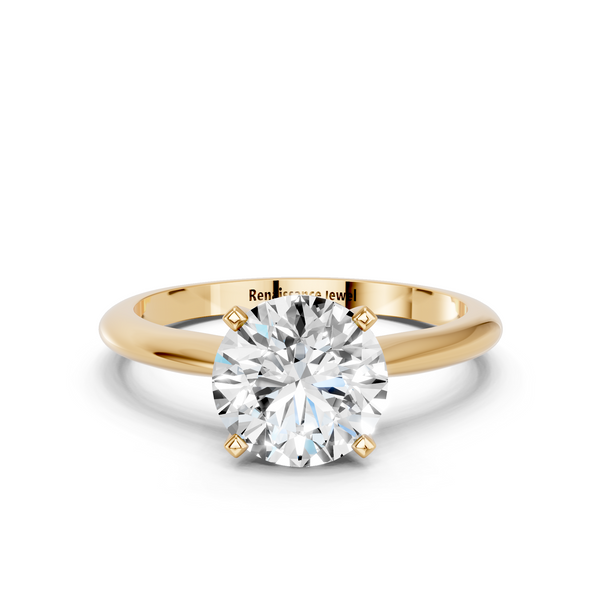 14K Yellow Gold 2.00 Carat E VS1 Round Solitaire Engagement Ring with Classic Band and Four-Prong Setting
