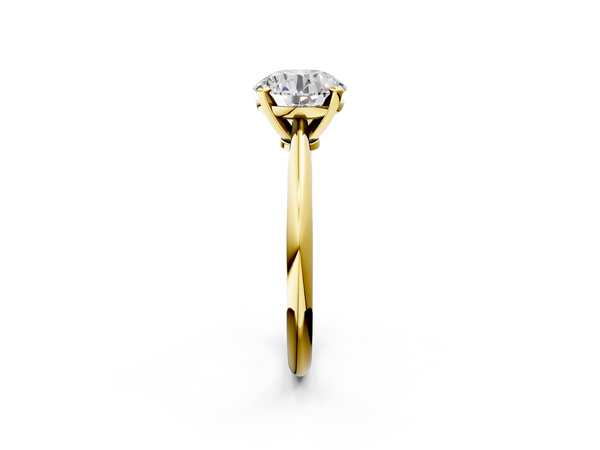 14K Yellow Gold 2.06 Carat E VS1 Round Solitaire Engagement Ring with Classic Band and Four-Prong Setting