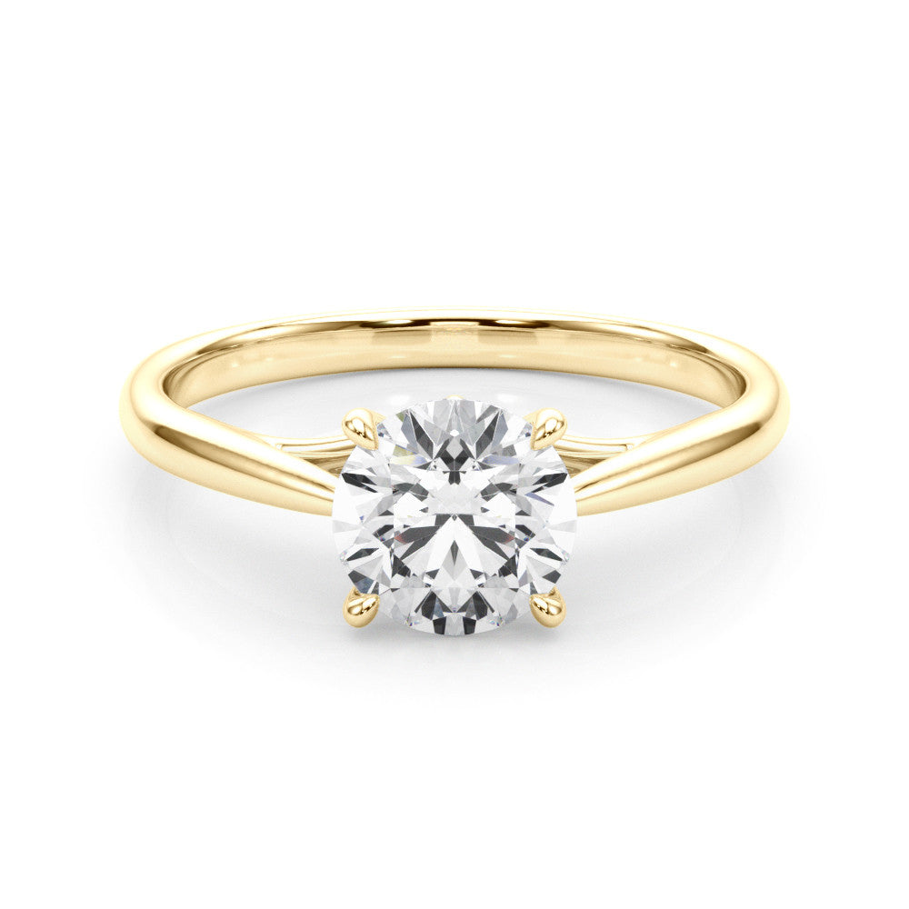 Yellow gold Round Solitaire Engagement Ring with Four-Prong Setting and Classic Band 1