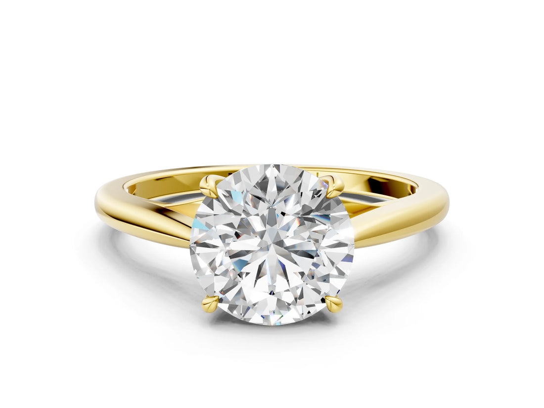 Yellow gold Round Solitaire Engagement Ring with Four-Prong Setting and Classic Band 1