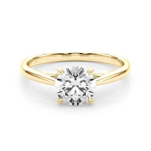 Yellow gold Round Solitaire Engagement Ring with Four-Prong Setting and Classic Band 1