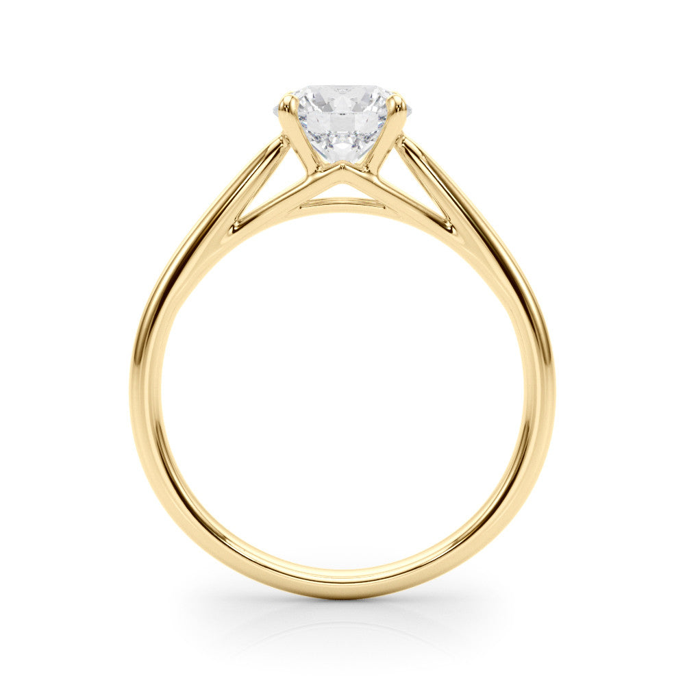 Yellow gold Round Solitaire Engagement Ring with Four-Prong Setting and Classic Band 2
