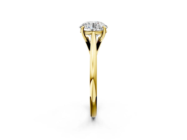 Yellow gold Round Solitaire Engagement Ring with Four-Prong Setting and Classic Band