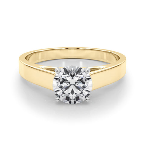 Yellow gold Round Solitaire Engagement Ring with Four-Prong Setting and Tapered Band 1