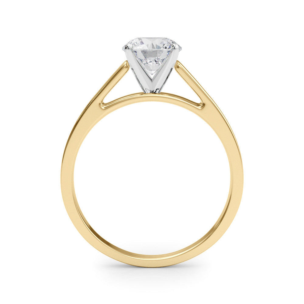 Yellow gold Round Solitaire Engagement Ring with Four-Prong Setting and Tapered Band 2
