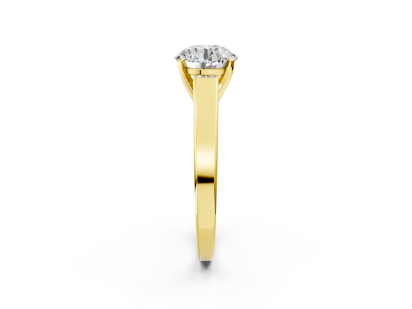 Yellow gold Round Solitaire Engagement Ring with Four-Prong Setting and Tapered Band