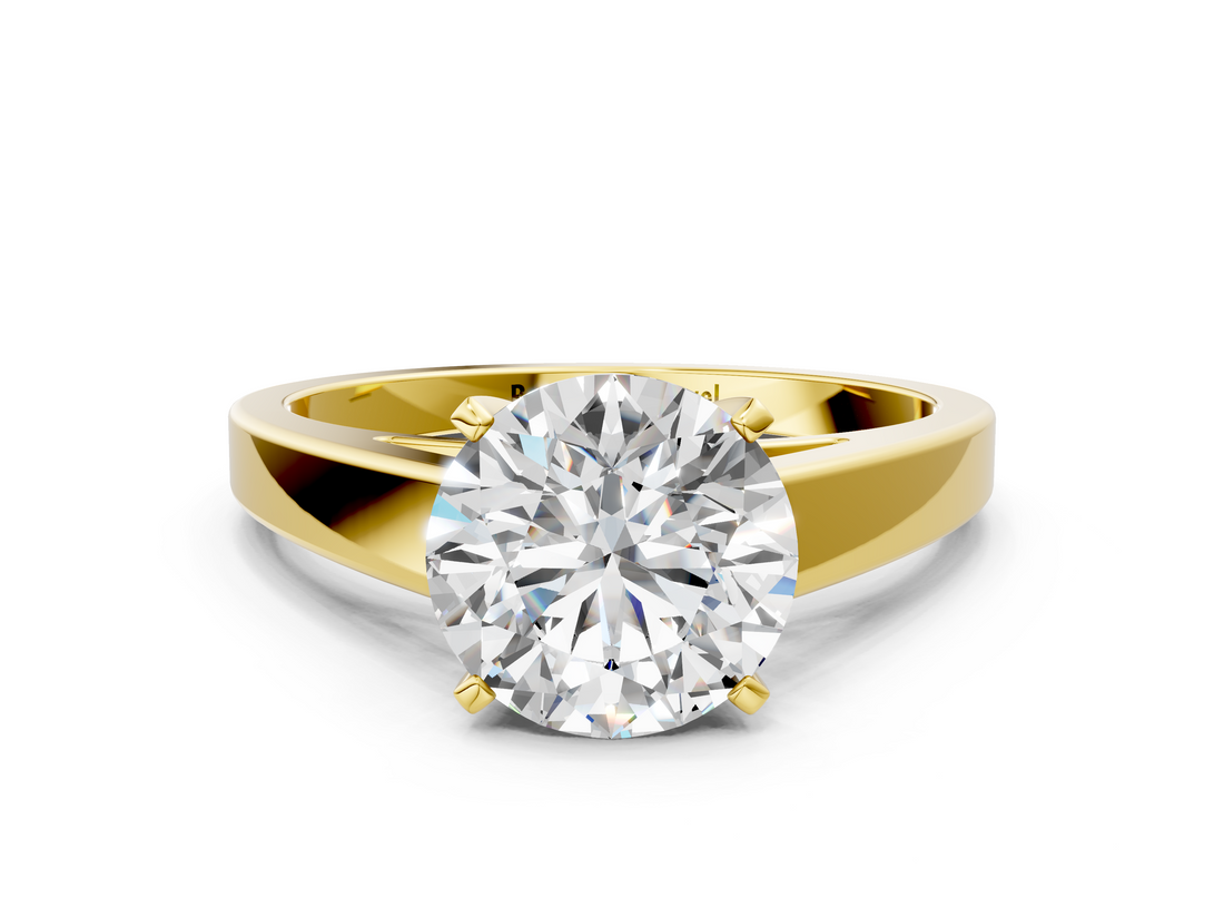 Yellow gold Round Solitaire Engagement Ring with Four-Prong Setting and Tapered Band_9