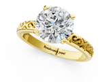 Yellow gold Round Solitaire Engagement Ring with Scrollwork Band and Four-Prong Setting_152