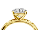 Yellow gold Round Solitaire Engagement Ring with Scrollwork Band and Four-Prong Setting_155