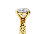 Yellow gold Round Solitaire Engagement Ring with Scrollwork Band and Four-Prong Setting_156