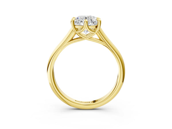 Yellow gold Round Solitaire Engagement Ring with Six-Prong Setting and Classic Band