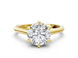 Yellow gold Round Solitaire Engagement Ring with Six-Prong Setting and Classic Band