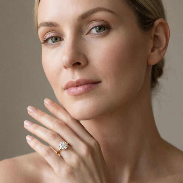 Yellow gold Round Solitaire Engagement Ring with Six-Prong Setting and Classic Band