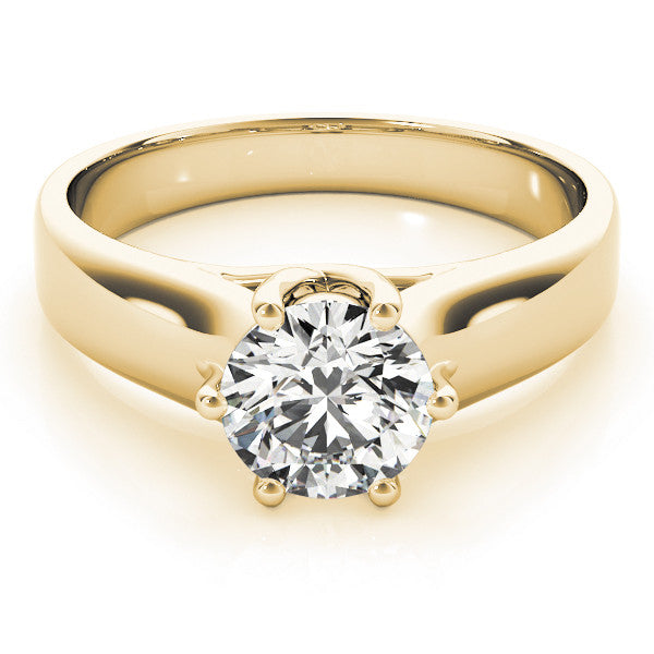 Yellow gold Round Solitaire Engagement Ring with Six-Prong Setting and Comfort Fit Band 1