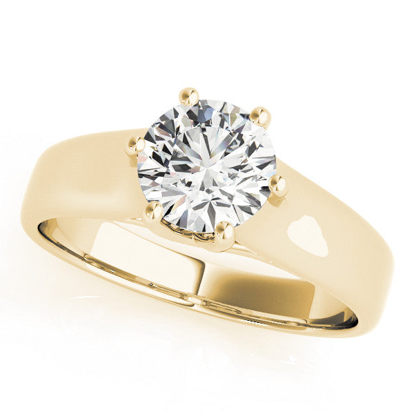 Yellow gold Round Solitaire Engagement Ring with Six-Prong Setting and Comfort Fit Band