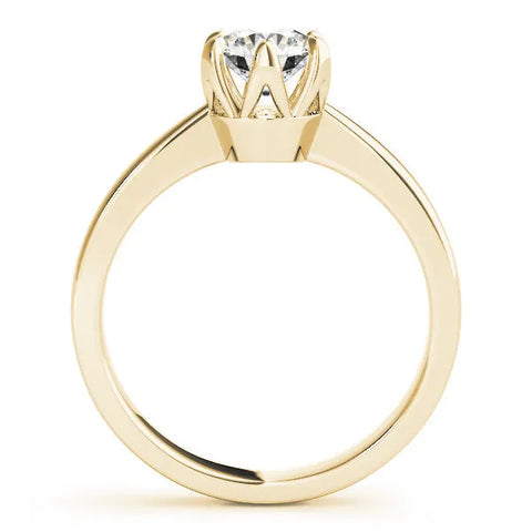 Yellow gold Round Solitaire Engagement Ring with Six-Prong Setting and Tapered Band 2