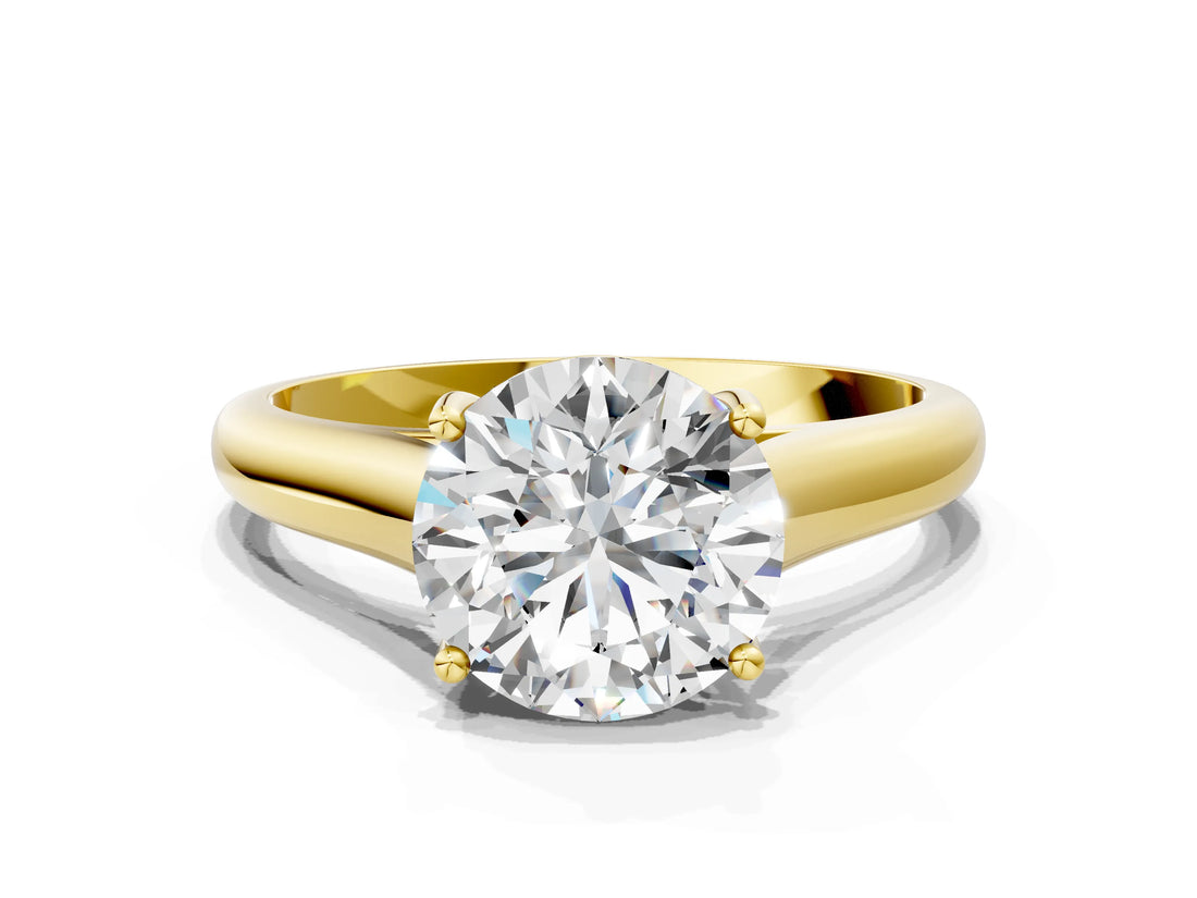 Yellow gold Round Solitaire Engagement Ring with Tapered Band and Four-Prong Setting_7