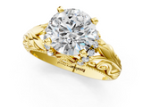 Yellow gold Round Solitaire Filigree Engagement Ring with Halo and Prong Setting_72