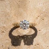 Yellow gold Round Solitaire Floral Milgrain Engagement Ring_15