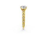 Yellow gold Round Solitaire Floral Milgrain Engagement Ring_36