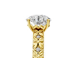 Yellow gold Round Solitaire Floral Milgrain Engagement Ring_39