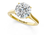 Yellow gold Round Solitaire Heart Prong Engagement Ring with Tapered Band_59