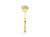 Yellow gold Round Solitaire Heart Prong Engagement Ring with Tapered Band_60