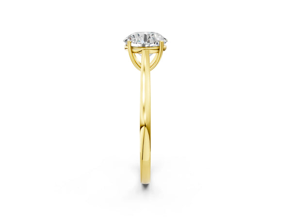 Yellow gold Round Solitaire Heart Prong Engagement Ring with Tapered Band