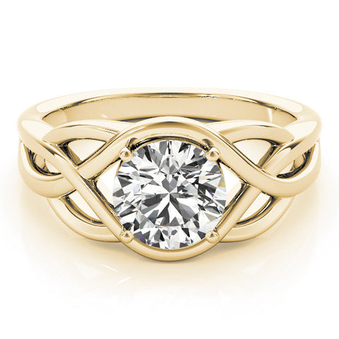 Yellow gold Round Solitaire Intertwined Band Prong Setting Ring 1