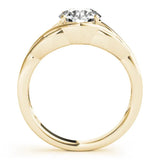 Yellow gold Round Solitaire Intertwined Band Prong Setting Ring 2