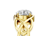 Yellow gold Round Solitaire Intertwined Band Prong Setting Ring_11