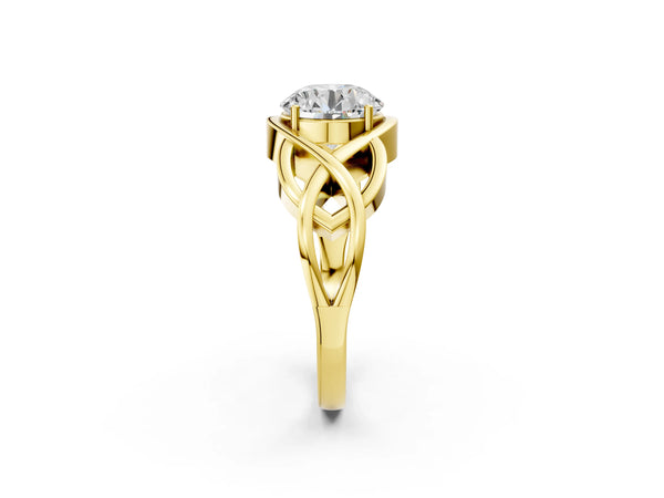 Yellow Gold Round Woven Solitaire Engagement Ring Setting