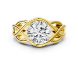 Yellow gold Round Solitaire Intertwined Band Prong Setting Ring_6