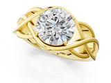 Yellow gold Round Solitaire Intertwined Band Prong Setting Ring_7