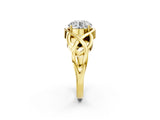 Yellow gold Round Solitaire Intertwined Band Prong Setting Ring_8