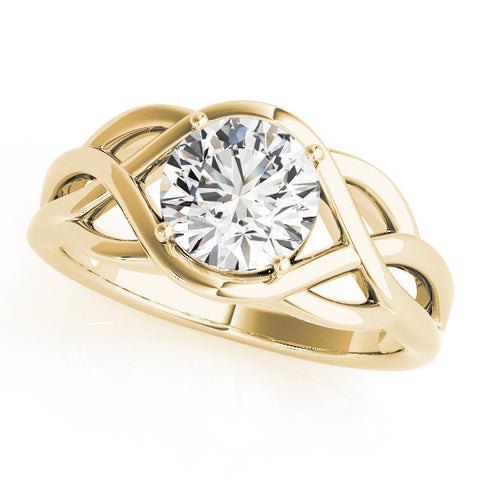 Yellow gold Round Solitaire Intertwined Band Prong Setting Ring