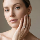 Yellow gold Round Solitaire Leaf-Inspired Diamond Ring with Pavé Band and Four-Prong Setting_5