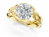 Yellow gold Round Solitaire Leaf-Inspired Engagement Ring with Prong Setting_16