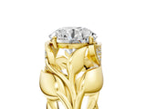 Yellow gold Round Solitaire Leaf-Inspired Engagement Ring with Prong Setting_20