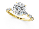Yellow gold Round Solitaire Marquise Side Stone Prong Setting Ring_58