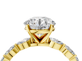 Yellow gold Round Solitaire Marquise Side Stone Prong Setting Ring_61