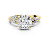 Yellow gold Round Solitaire Marquise Twist Band with Six-Prong Setting_70